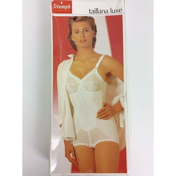 Triumph Taillana Luxe Full Body Shaper US & UK 34 D EU 75 White Lace Panel Vtg - Picture 4 of 5